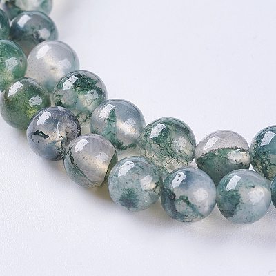 Natural Moss Agate Beads Strands G-L470-31-6mm-1