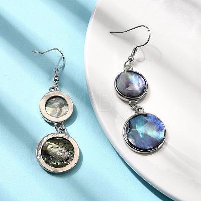 Brass Natural Abalone Shell Dangle Earrings EJEW-F388-01F-P-1