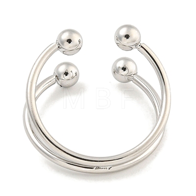 Non-Tarnish Round Ball 304 Stainless Steel Open Cuff Finger Rings for Women RJEW-P114-11P-1