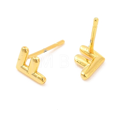 Brass Hollow Out Initial Letter Stud Earrings for Women EJEW-A044-01G-F-1