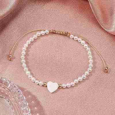 Shell Pearl Braided Bead Bracelets BJEW-JB11479-03-1