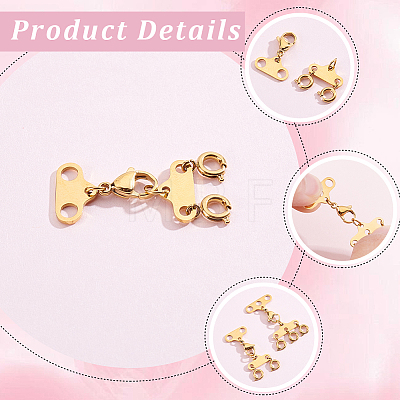 2Pcs 2 Styles Stainless Steel Necklace Layering Clasps FIND-BBC0005-10G-1