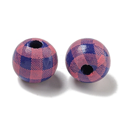 Printed Wood European Beads WOOD-G022-13O-1