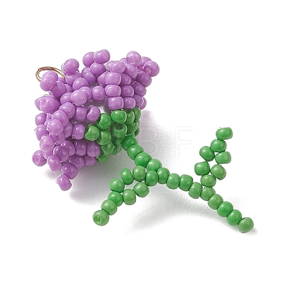 Glass Seed Beaded Flower Pendans PALLOY-MZ01224-01-1
