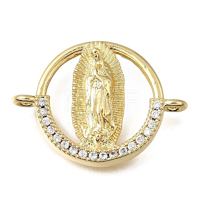 Religion Brass Micro Pave Clear Cubic Zirconia Connector Charms KK-G602-07G-12-1