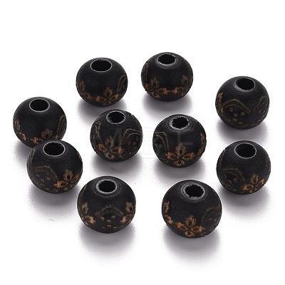 Painted Natural Wood Beads WOOD-N006-03A-10-1