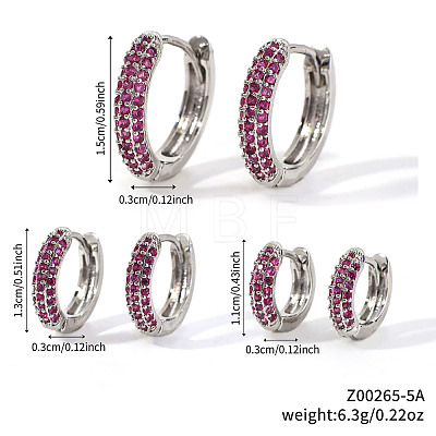 Elegant Brass Pave Cubic Zirconia Hoop Earrings GU7152-1-1