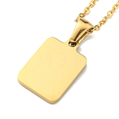 Ion Plating(IP) Rectangle with Initial Letter 304 Stainless Steel Pendant Necklace NJEW-R265-04G-J-1