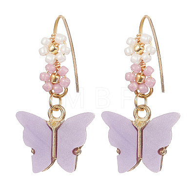 3 Pairs 3 Colors Alloy Acrylic Butterfly Dangle Earrings EJEW-MZ00118-1