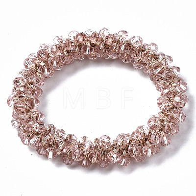 Faceted Transparent Glass Beads Stretch Bracelets BJEW-S144-001F-01-1