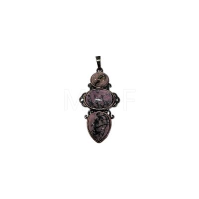 Retro Natural Rhodonite Pendants PW-WG7292F-14-1