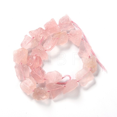 Rough Raw Natural Rose Quartz Beads Strands G-G010-03-1