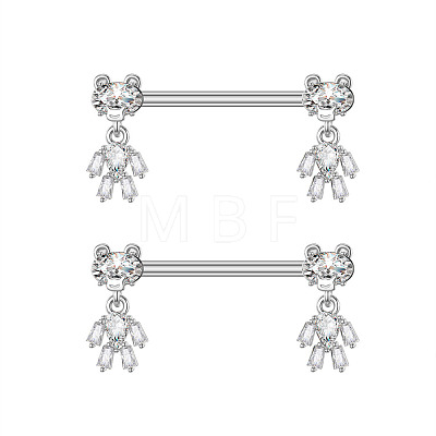 304 Stainless Steel Pave Cubic Zirconia Nipple Rings WGDEAF5-02-1