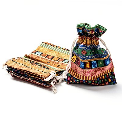 Ethnic Style Cloth Packing Pouches Drawstring Bags ABAG-R006-10x14-01-1