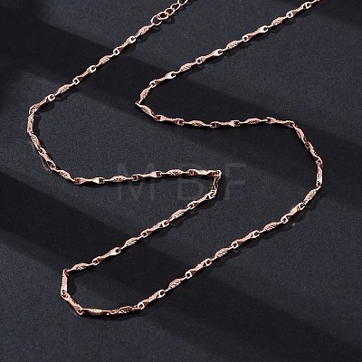 Brass Twisted Bar Link Chain Necklaces NJEW-D302-63RG-1