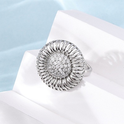 Brass Micro Pave Cubic Zirconia Cuff Rings RJEW-D323-03P-1