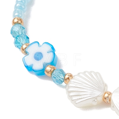 2Pcs Glass with ABS Imitation Pearl Acrylic Beaded Bracelets for Women BJEW-MZ00293-1