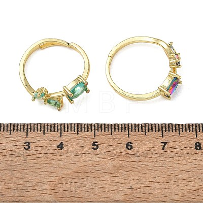 Flower Brass Glass Adjustable Finger Rings GL-CBA18A7-01G-A-1
