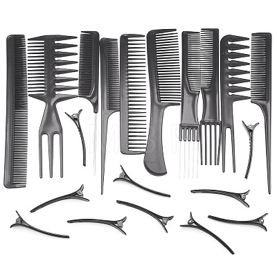 Plastic 10Pcs Hair Comb & 10Pcs Alligator Clip Set for Hairdressing DIY-TA0015-58-1