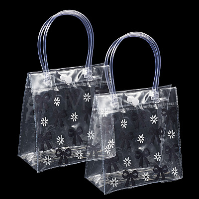 Rectangle Transparent Printed PVC Plastic Gift Tote Bags ABAG-TADJ0002-002G-1