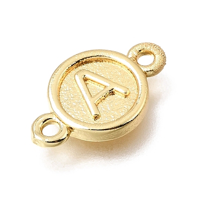 Brass Disc with Initial Links Connector Charms KK-E802-36G-A-1