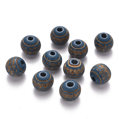 Painted Natural Wood Beads WOOD-N006-02A-12-1