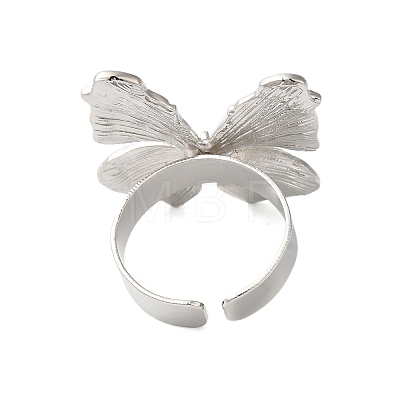 Butterfly Alloy Open Cuff Rings for Women RJEW-U006-06B-P-1