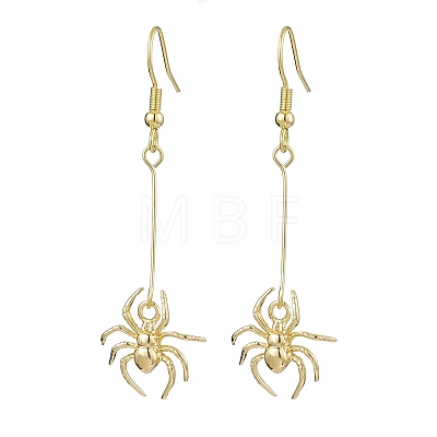 Halloween Spider Brass Dangle Earrings EJEW-JE05859-1