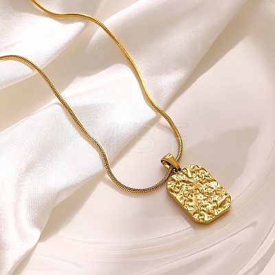 304 Stainless Steel Textured Rectangle Dog Tag Pendant Necklaces for Women WG854E8-02-1