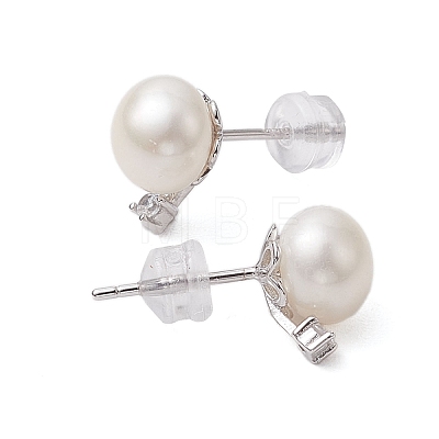 Natural Pearl Ear Studs EJEW-P286-54P-1