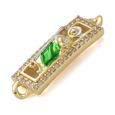 Brass Enamel Rectangle Saint Jude Connector Charms KK-M319-06G-01-1