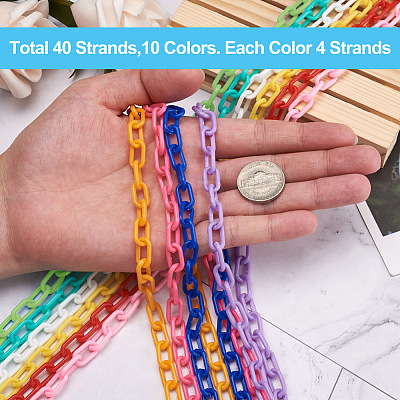 Yilisi 40 Strands 10 Colors Handmade Opaque Acrylic Paperclip Chains KY-YS0001-04-1