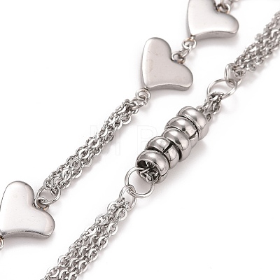 304 Stainless Steel Heart Link Bracelet for Women STAS-E160-25P-1