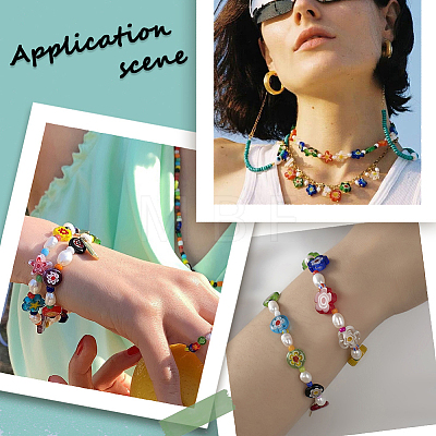100Pcs 10 Styles Handmade Millefiori Lampwork Beads LAMP-PA0001-80-1