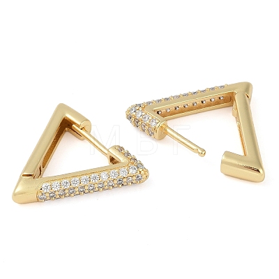 Rack Plating Triangle Brass Micro Pave Cubic Zirconia Hoop Earrings EJEW-Z059-14G-1