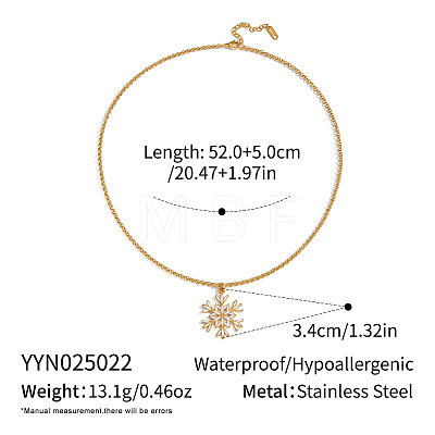 Minimalist 304 Stainless Steel Enamel White Snowflake Pendant Necklaces for Women NO8875-1