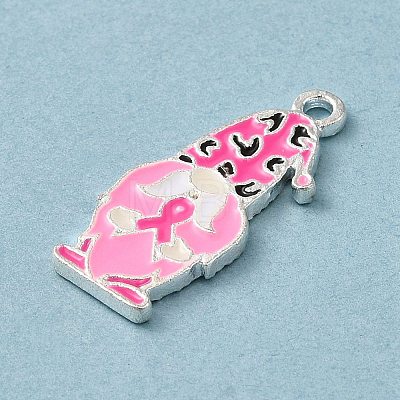 Breast Cancer Pink Awareness Ribbon Theme Alloy Enamel Pendants ENAM-A147-01E-1