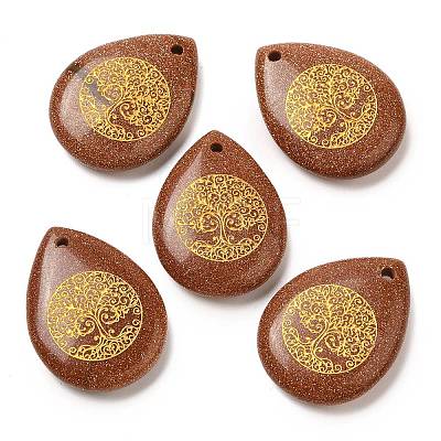 Synthetic Goldstone Drop Pendants G-C158-01F-1