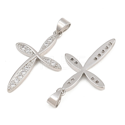 Brass Micro Pave Clear Cubic Zirconia Pendants CU-CBADC6C-01P-1