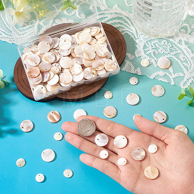 200Pcs 2 Styles Natural Freshwater Shell Disc Charms BSHE-TA0001-33-1