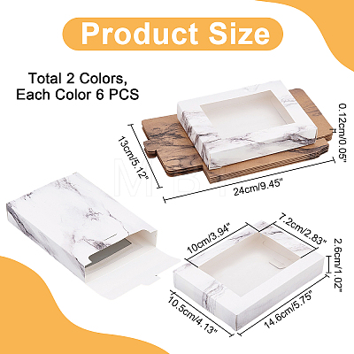   12Pcs 2 Colors Foldable Creative Kraft Paper Box CON-PH0002-70-1