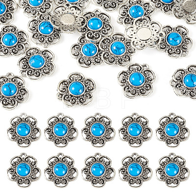 Tibetan Style Alloy with Resin Imitation Turquoise Connector Charms FIND-TAC0035-47AS-11-1