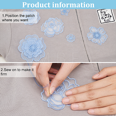  20Pcs 7 Style Flower Organgza Lace Embroidery Ornament Accessories DIY-NB0007-55-1
