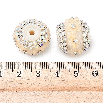 Bling Resin Rhinestone Flower Beads OACR-D310-01P-C-1