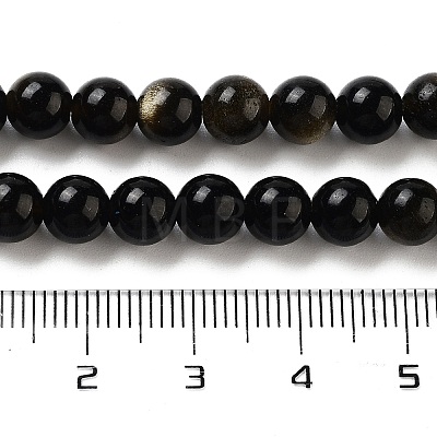 Natural Golden Sheen Obsidian Beads Strands X-G-C068-6mm-9-1