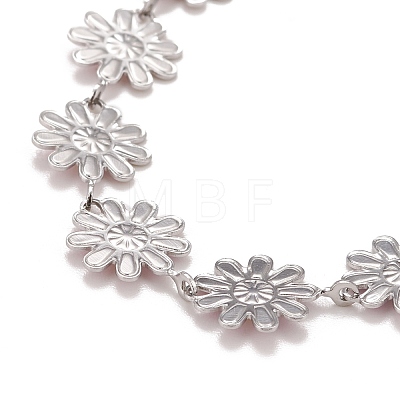 Enamel Daisy Link Chain Necklace NJEW-P220-01P-05-1