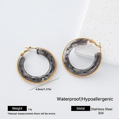 304 Stainless Steel Resin Hoop Earrings for Women KT0951-6-1