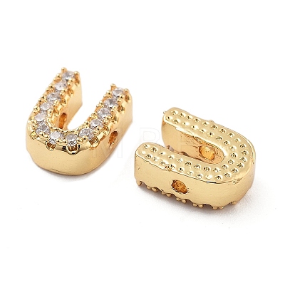 Rack Plating Brass Micro Pave Clear Cubic Zirconia Beads KK-G500-30G-U-1