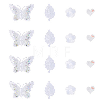 40Pcs 4 Styles Polyester Embroider Thread Iron on/Sew On Patches PATC-TA0001-45C-1