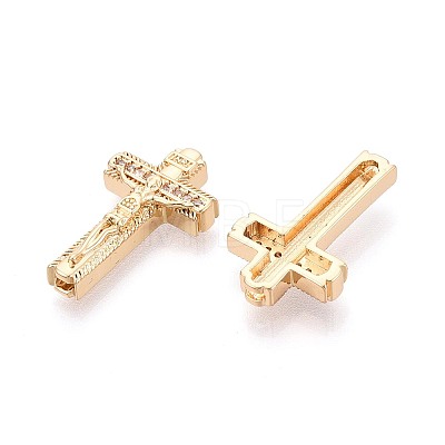 Religion Brass Micro Pave Clear Cubic Zirconia Beads KK-T080-90G-1